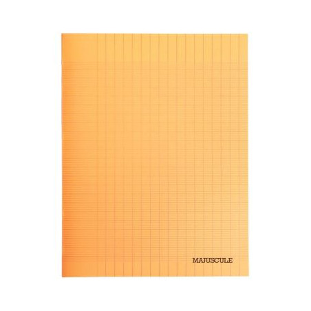 Cahier 96 pages MAJUSCULE, format A4, papier blanc 90g, sèyes, couverture polypropylène orange