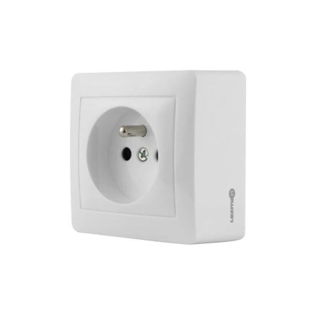 Prise avec terre saillie, complet, LEXMAN Surface, blanc