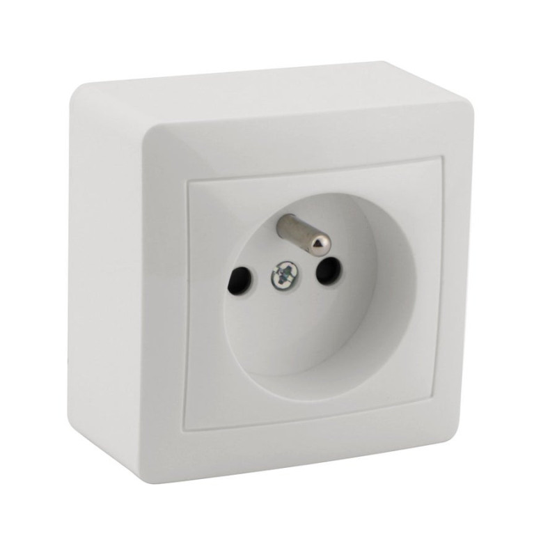 Prise avec terre saillie, complet, LEXMAN Surface, blanc