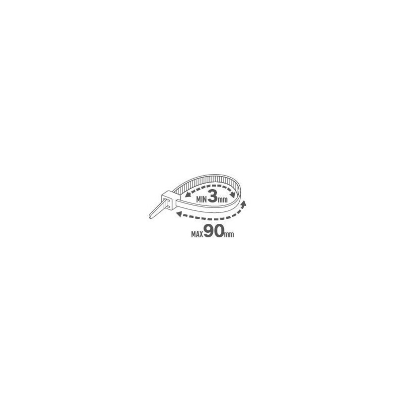 Lot de 25 colliers, diam. 3 à 90 mm, L.350 mm, blanc, LEXMAN
