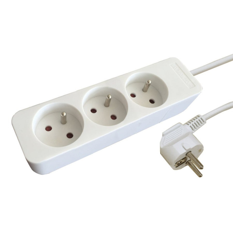 Multiprise filaire 1m 3 prises blanc
