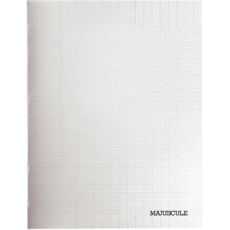 Cahier 96 pages MAJUSCULE, format 24x32 cm, papier blanc 90g, 5x5, couverture polypropylène incolore