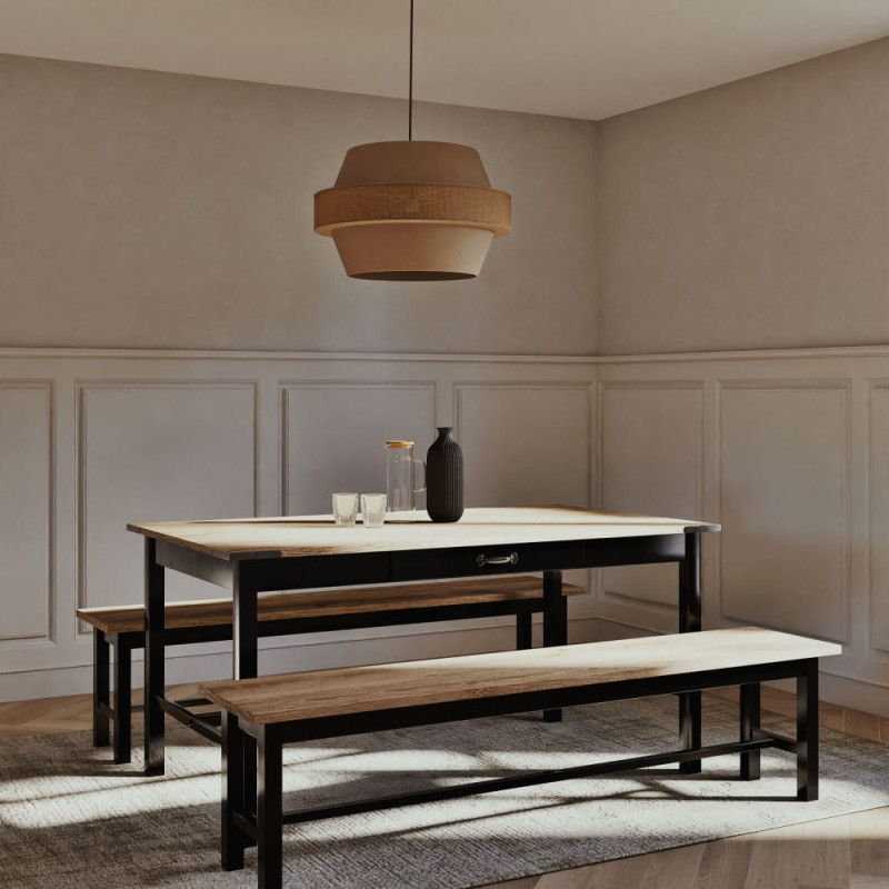 Alfred - Banc en manguier massif et acier noir mat - MAISONS DU MONDE