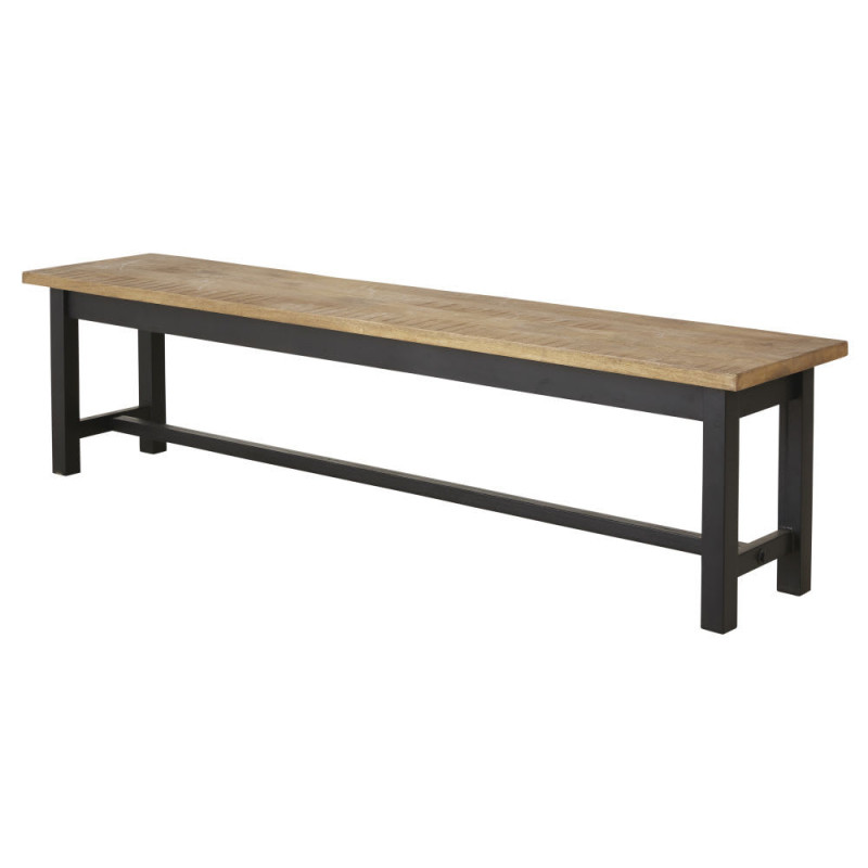Alfred - Banc en manguier massif et acier noir mat - MAISONS DU MONDE