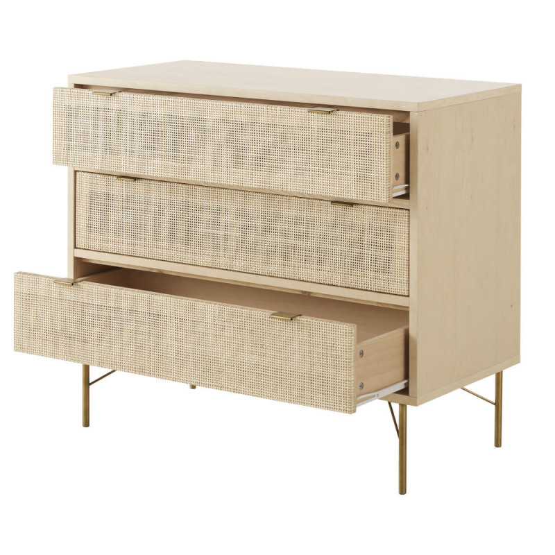 Solstice - Commode 3 tiroirs cannage en rotin L90 - MAISONS DU MONDE