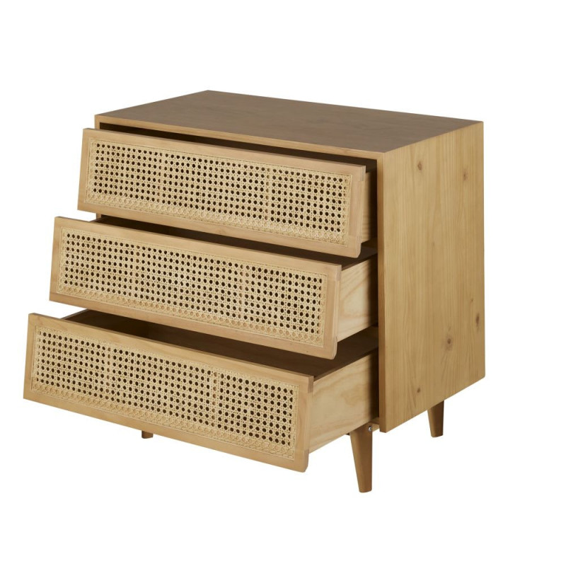Suzelle - Commode 3 tiroirs et cannage en rotin L80 - MAISONS DU MONDE
