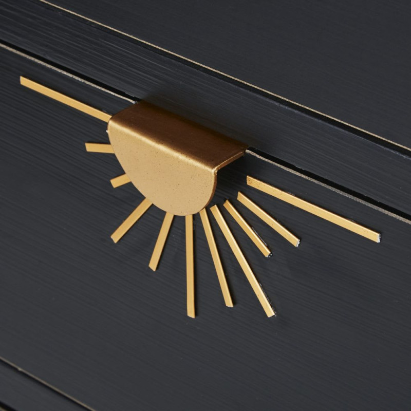 Ilios - Commode 3 tiroirs noire et métal doré - MAISONS DU MONDE
