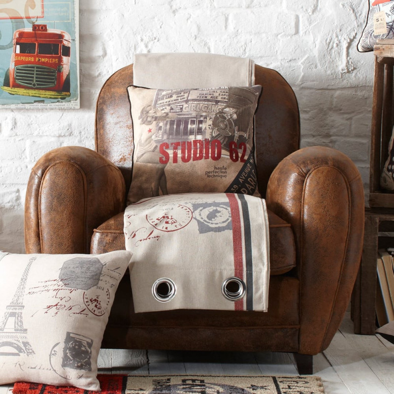 Arizona - Fauteuil club en suédine marron - MAISONS DU MONDE