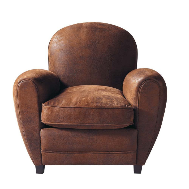 Arizona - Fauteuil club en suédine marron - MAISONS DU MONDE