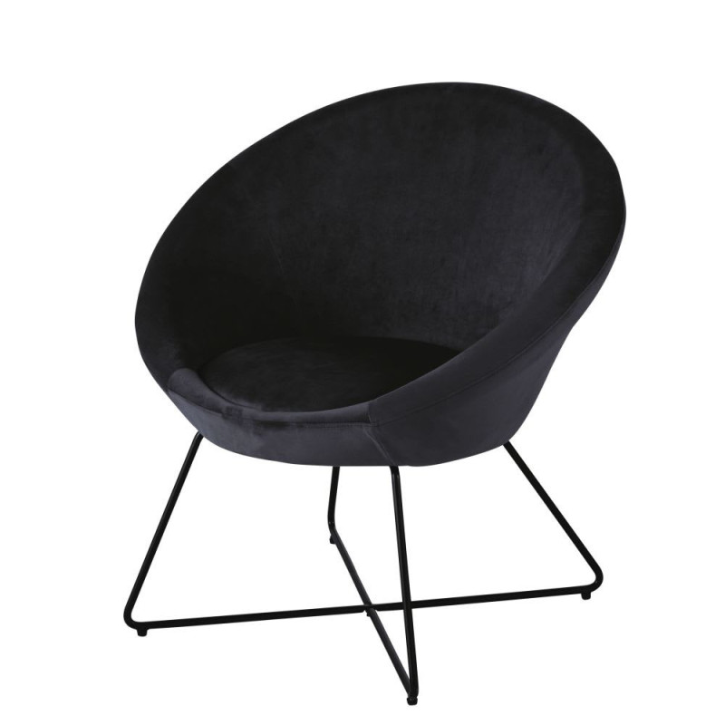 Hipop - Fauteuil en velours noir - MAISONS DU MONDE