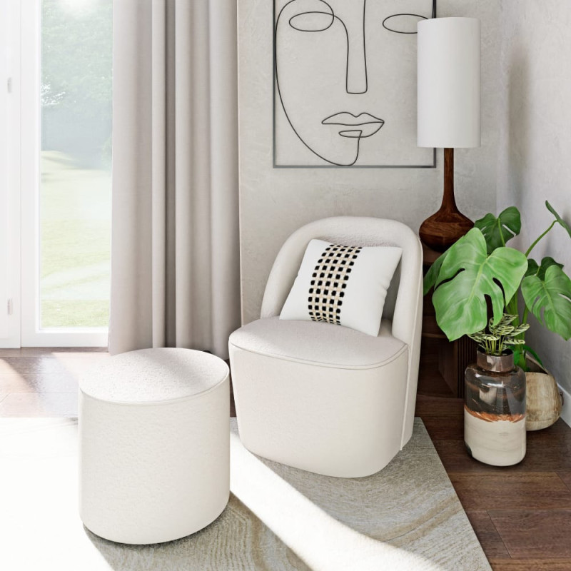 Blackhill - Fauteuil professionnel en tissu recyclé à  bouclettes blanc cassé - MAISONS DU MONDE