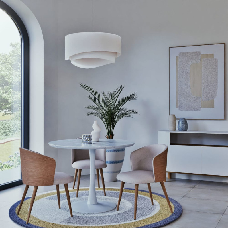 Circle - Table à manger effet marbre et métal blanc 4/5 personnes D100 - MAISONS DU MONDE