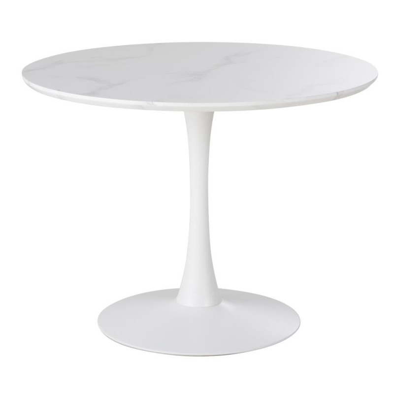 Circle - Table à manger effet marbre et métal blanc 4/5 personnes D100 - MAISONS DU MONDE