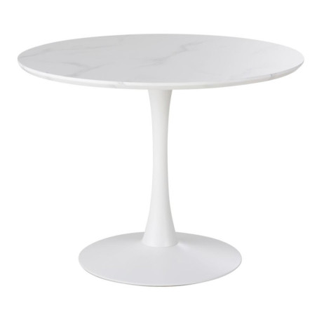 Circle - Table à manger effet marbre et métal blanc 4/5 personnes D100 - MAISONS DU MONDE