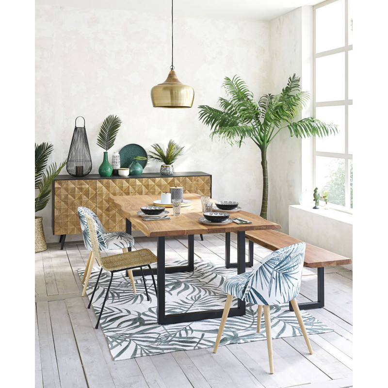 Table à  manger industrielle en bois d'acacia et métal noir 8/10 personnes L200 - MAISONS DU MONDE