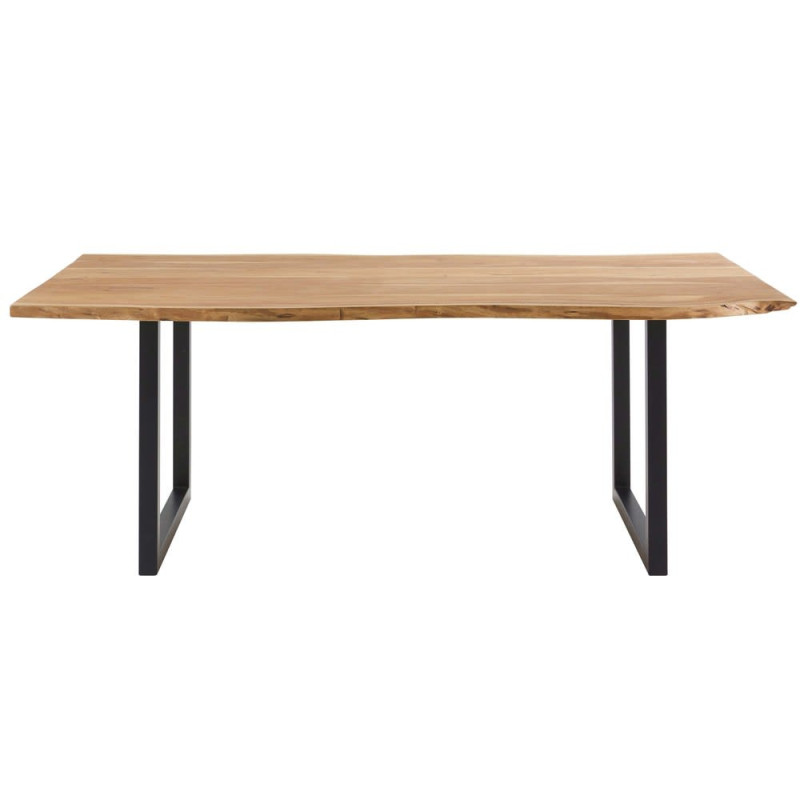 Table à manger industrielle en bois d'acacia et métal noir 8/10 personnes L200 - MAISONS DU MONDE
