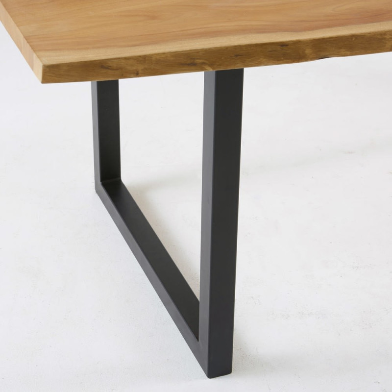 Table à  manger industrielle en bois d'acacia et métal noir 8/10 personnes L200 - MAISONS DU MONDE