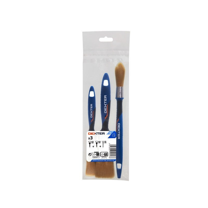 Lot de pinceaux x3 pour peindre une surface lisse, DEXTER