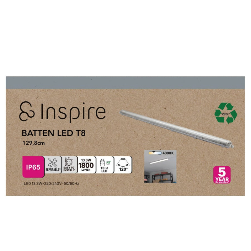 Réglette étanche Tube g13 blanc INSPIRE