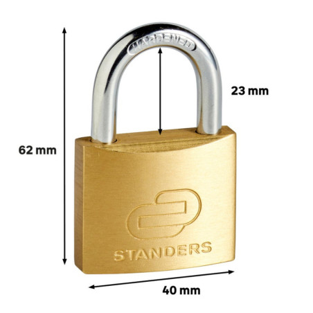 Cadenas à clé en laiton, STANDERS, L.40 mm