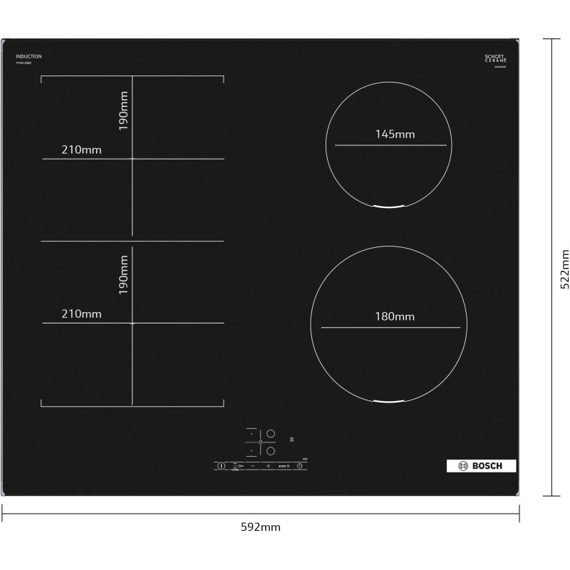 Bosch Serie 4 PVS611BB6E plaque Noir Intégré 60 cm Plaque avec zone à induction 4 zone(s)