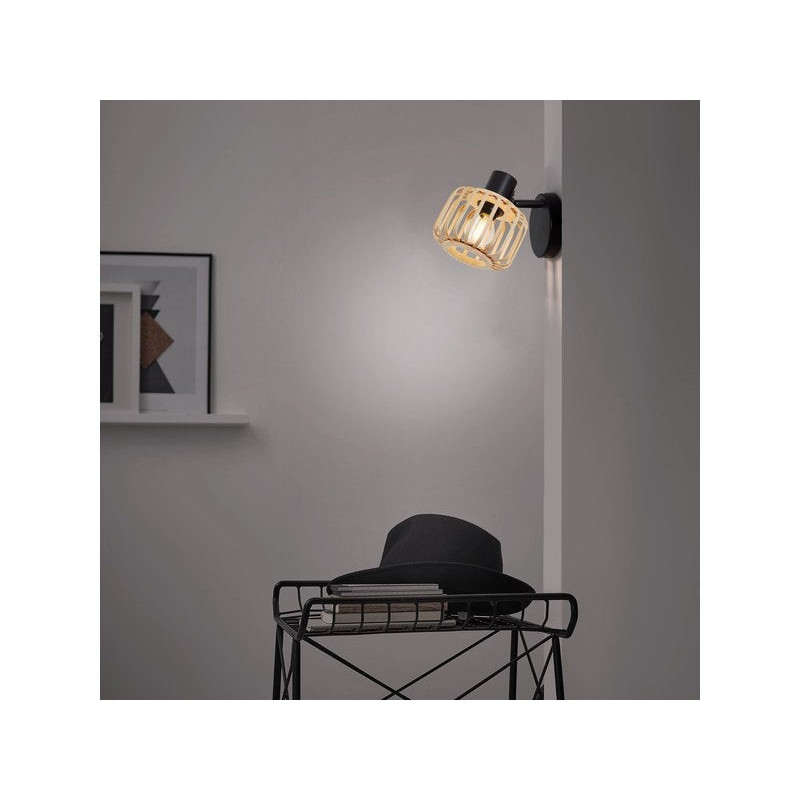Spot, métal noir naturel E14, INSPIRE Pécan