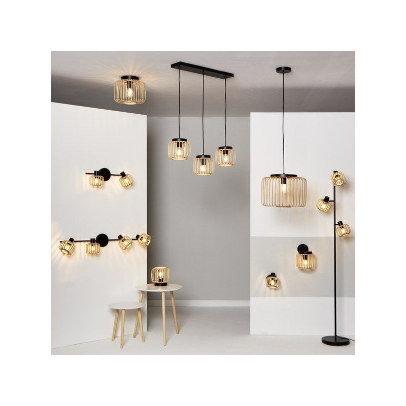 Spot, métal noir naturel E14, INSPIRE Pécan