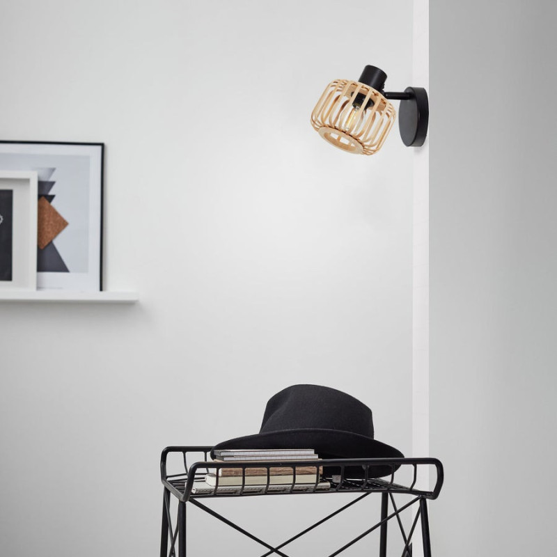 Spot, métal noir naturel E14, INSPIRE Pécan