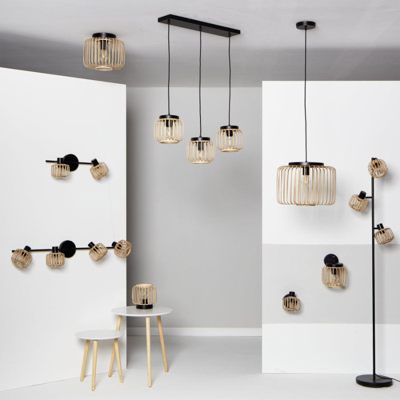 Spot, métal noir naturel E14, INSPIRE Pécan