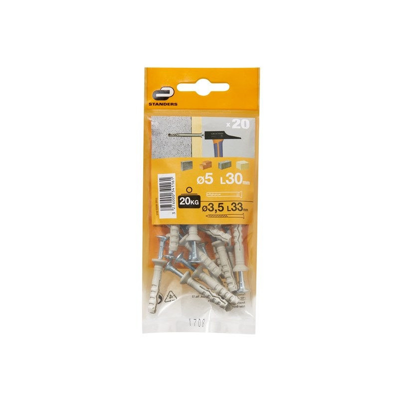 Lot De 20 Chevilles À Frapper Standers, Diam.5 X L.30 Mm