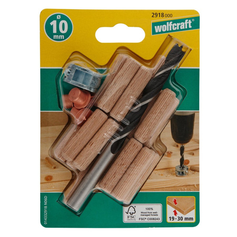 Kit Centreurs Forets Tourillons Diam.10 Mm Wolfcraft