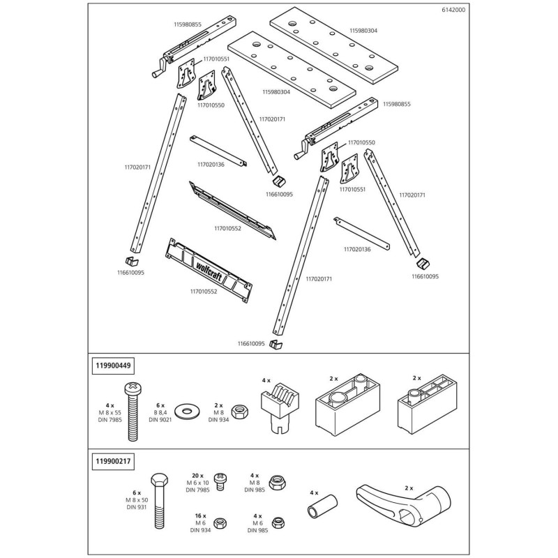 Etabli pliant WOLFCRAFT Master 150, 62.5 x 44.5 cm
