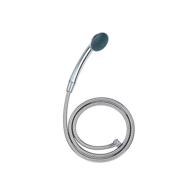 Pommeau de douche simple avec flexible, chromé