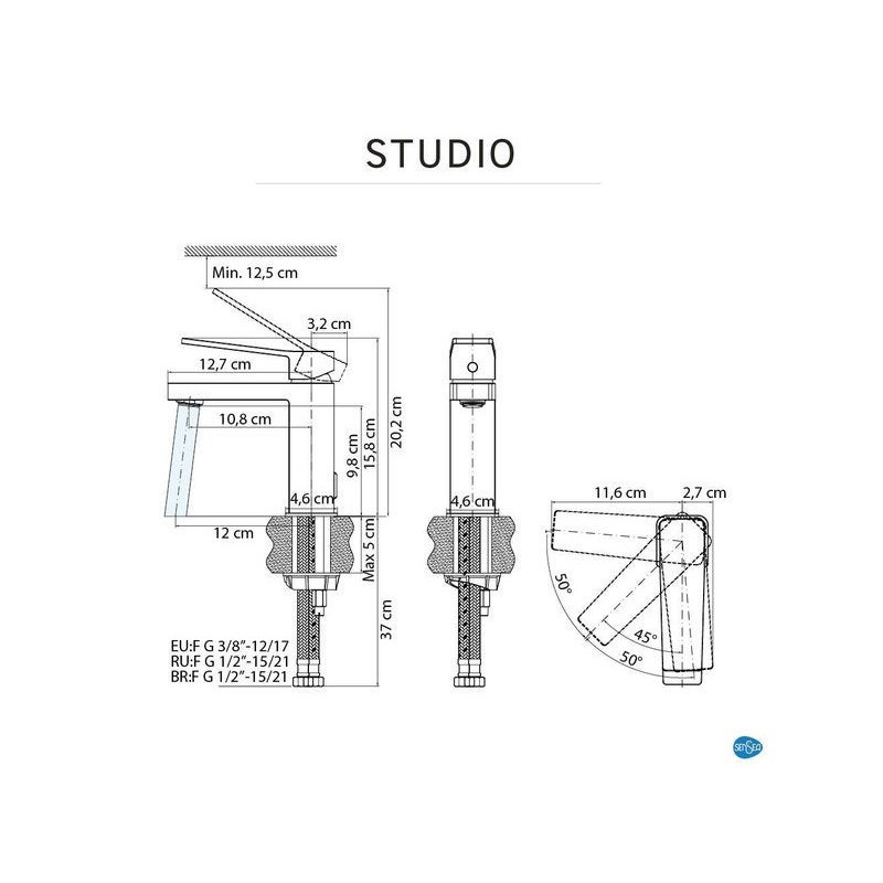 Mitigeur lavabo noir mat, SENSEA Studio M