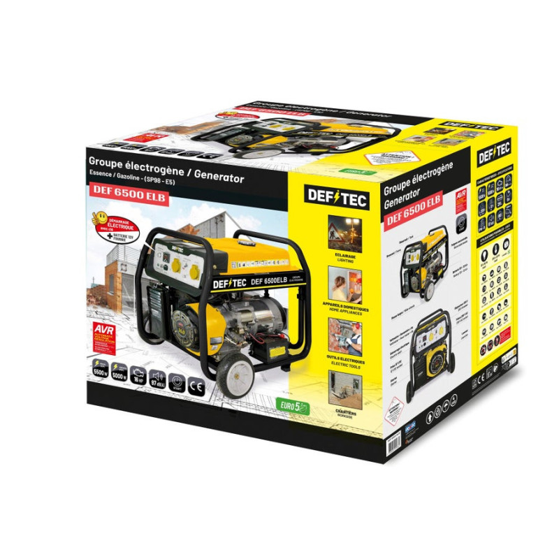 Groupe electrogene essence de chantier DEFITEC Def6500lbe, 5000 W