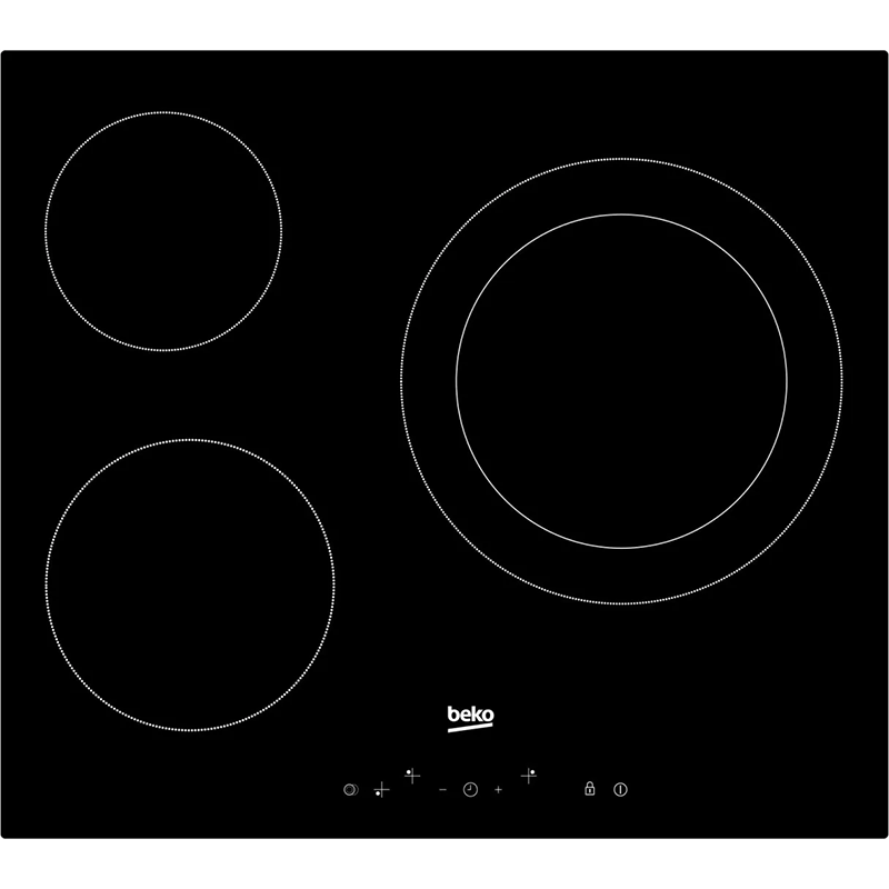 Plaque de cuisson vitrocéramique encastrable 3 foyers Noir - BEKO - HIC63402T 