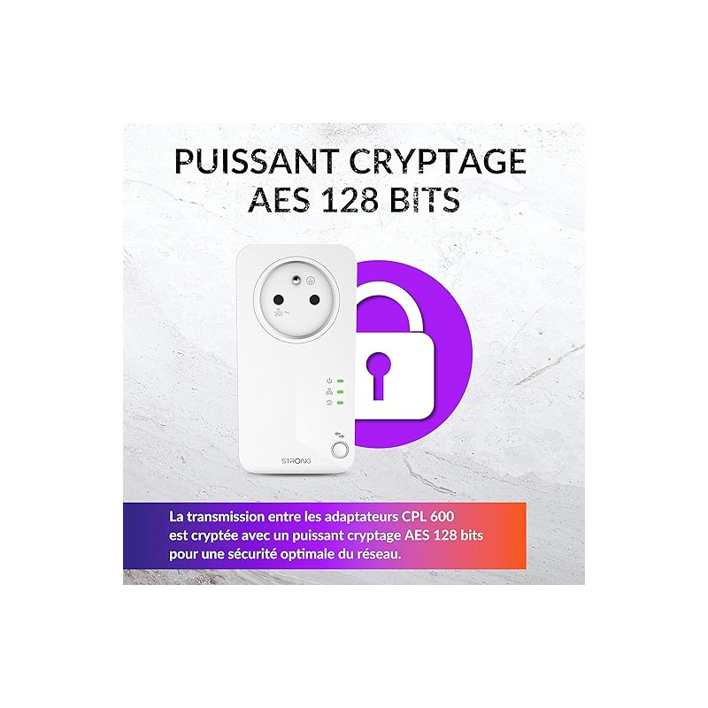Kit de 2 adaptateurs CPL Powerline 600 Mbit/s Blanc - STRONG - STRONG_PLWF600_2