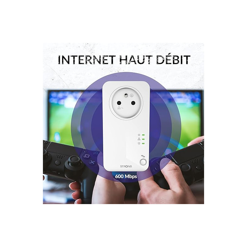 Kit de 2 adaptateurs CPL Powerline 600 Mbit/s Blanc - STRONG - STRONG_PLWF600_2