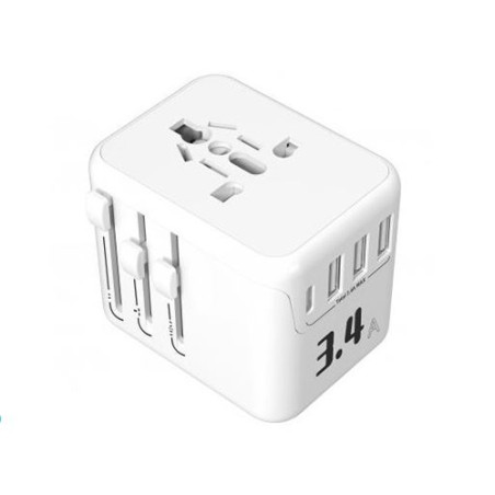 Adaptateur secteur universel de voyage 4 ports USB Blanc - VORTEX - ADP UNI WHT