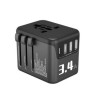 Adaptateur secteur universel de voyage 4 ports USB Noir - VORTEX - ADP UNI BLK