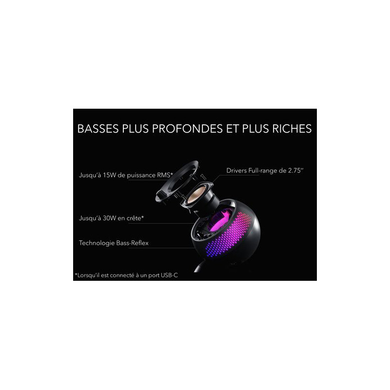 Enceintes ordinateur Pebble X Plus 2.1 30W Noir - CREATIVE LABS - 35813735