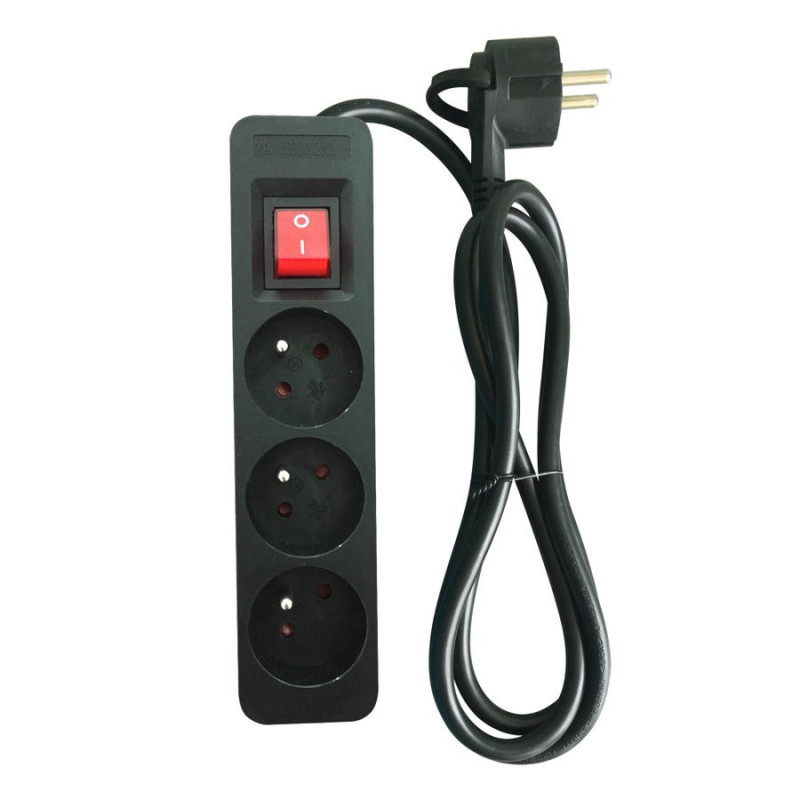 Multiprise filaire, 3 prises noir, 1.5M, LEXMAN