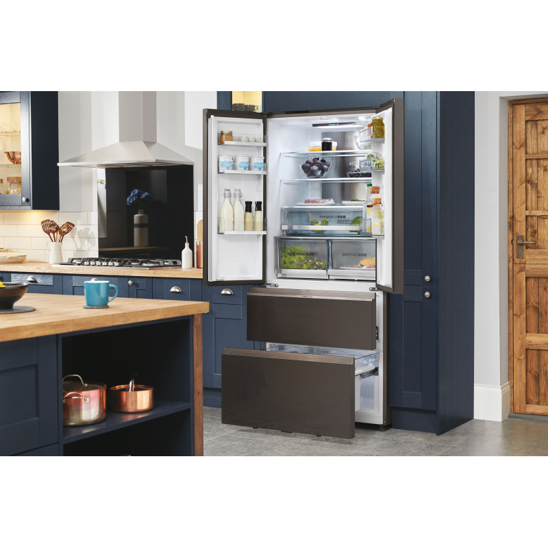 Haier FD 83 Serie 7 HB18FGSAAA frigo américain Pose libre 539 L E Argent, Titane