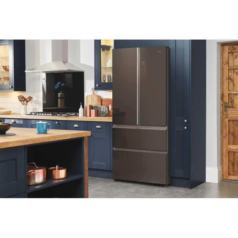 Haier FD 83 Serie 7 HB18FGSAAA frigo américain Pose libre 539 L E Argent, Titane