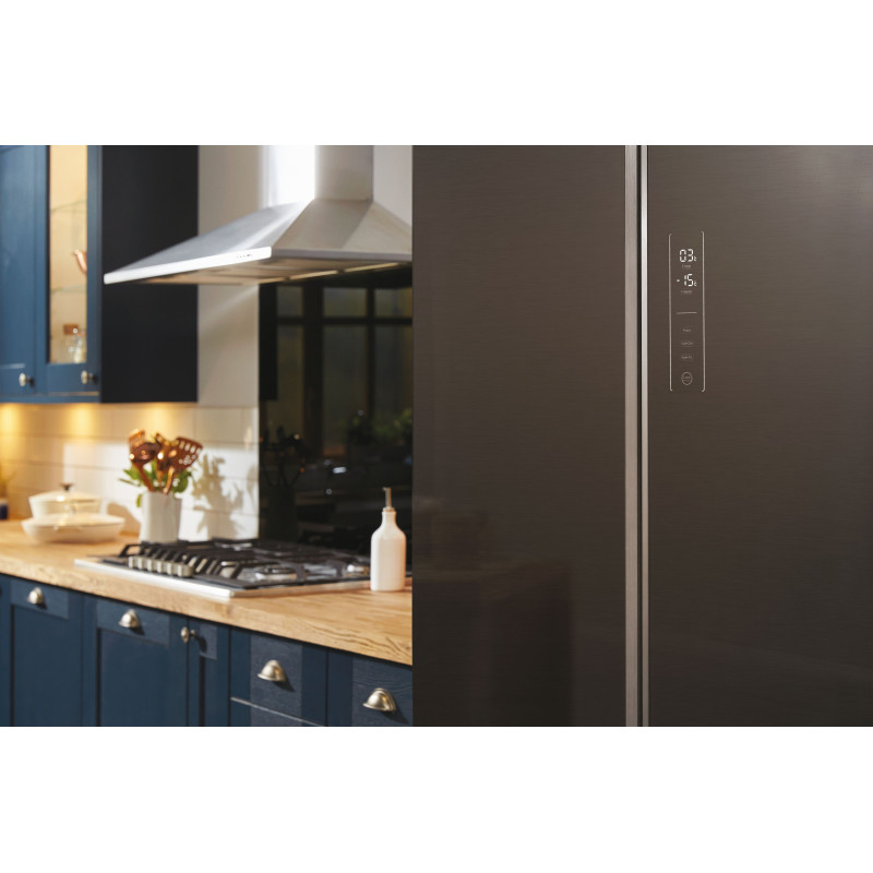 Haier FD 83 Serie 7 HB18FGSAAA frigo américain Pose libre 539 L E Argent, Titane