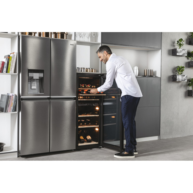 Haier Wine Bank 50 Serie 7 HWS77GDAU1 Refroidisseur de vin compresseur Pose libre Noir 77 bouteille(s)
