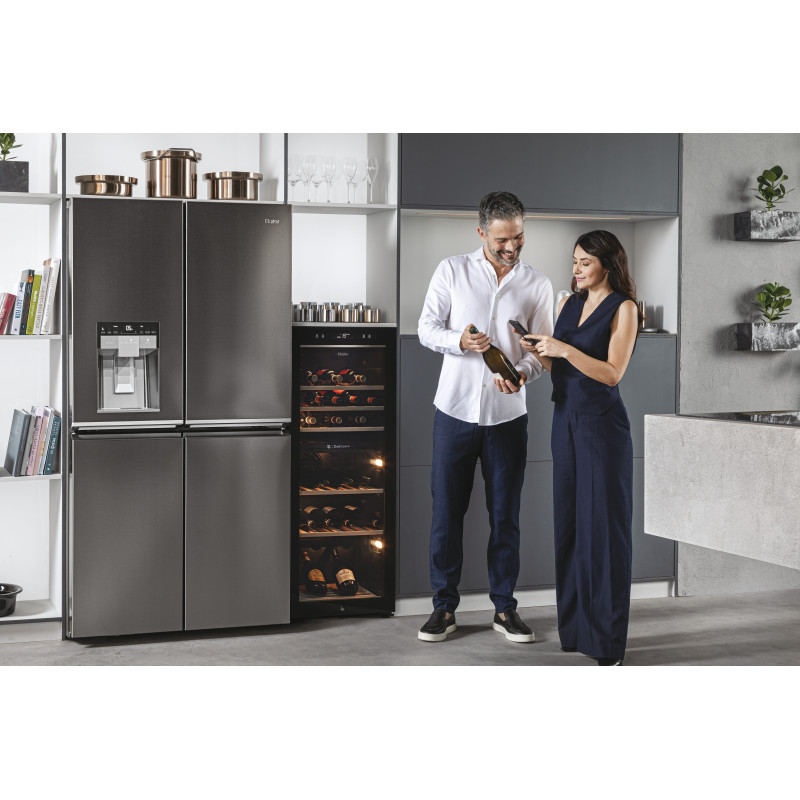 Haier Wine Bank 50 Serie 7 HWS77GDAU1 Refroidisseur de vin compresseur Pose libre Noir 77 bouteille(s)
