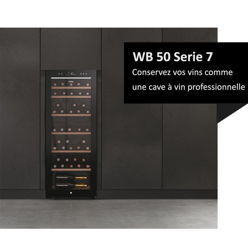 Haier Wine Bank 50 Serie 7 HWS77GDAU1 Refroidisseur de vin compresseur Pose libre Noir 77 bouteille(s)
