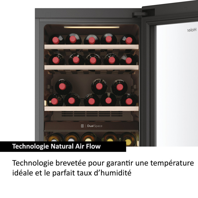 Haier Wine Bank 50 Serie 7 HWS77GDAU1 Refroidisseur de vin compresseur Pose libre Noir 77 bouteille(s)