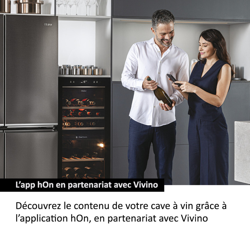 Haier Wine Bank 50 Serie 7 HWS77GDAU1 Refroidisseur de vin compresseur Pose libre Noir 77 bouteille(s)
